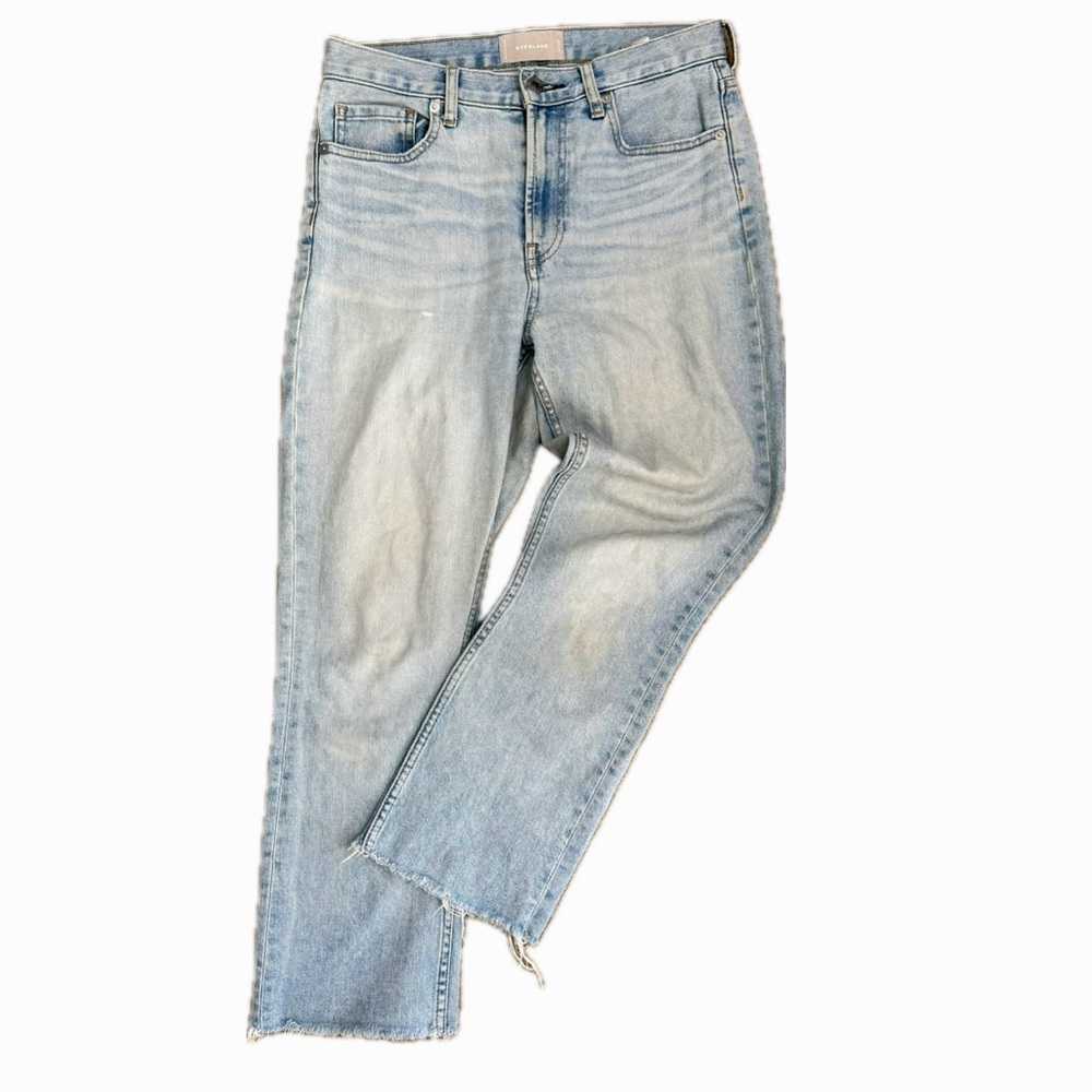 Everlane High Rise Kick Crop Jeans-Raw Hem-Light Wash Size 28 Regular